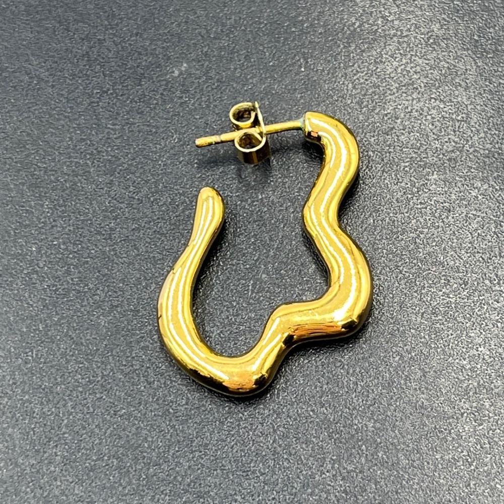MISSOMA Squiggle Wavy Large Gold‎ Plated Hoop Earring * Single replacement